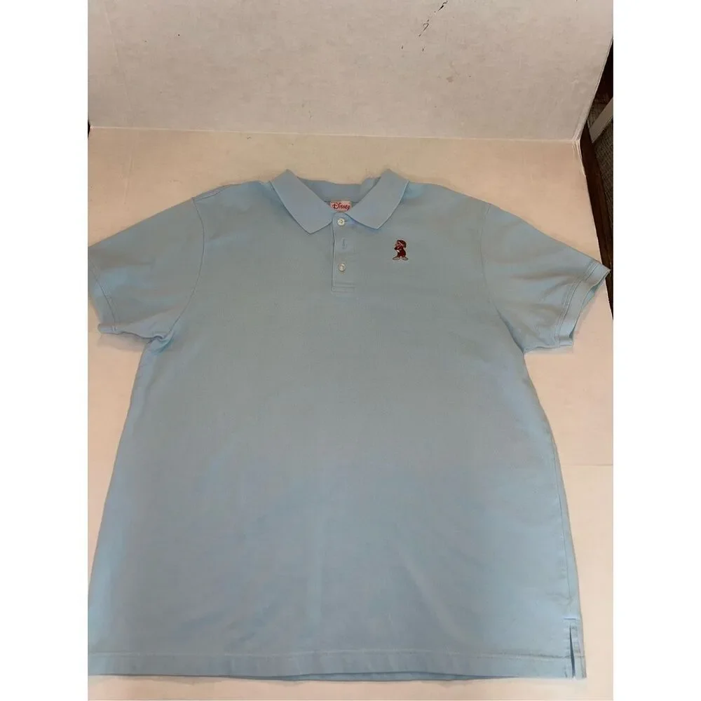 Vtg Disney Light Blue Polo Shirt With Embroidered Grumpy Sz XLarge A24